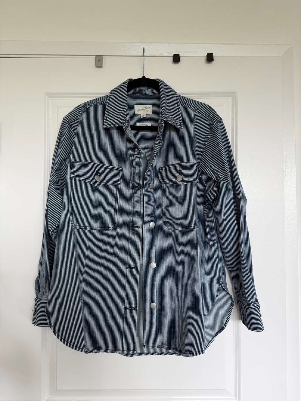 Universal Thread Blue and White Striped Button-Up Shacket